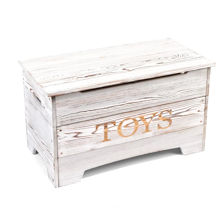 Solid Wood Rustic Toy Box – Distressed White