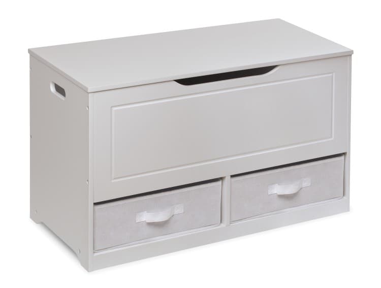 Up and Down Toy and Storage Box and Bench with Two Baskets – White