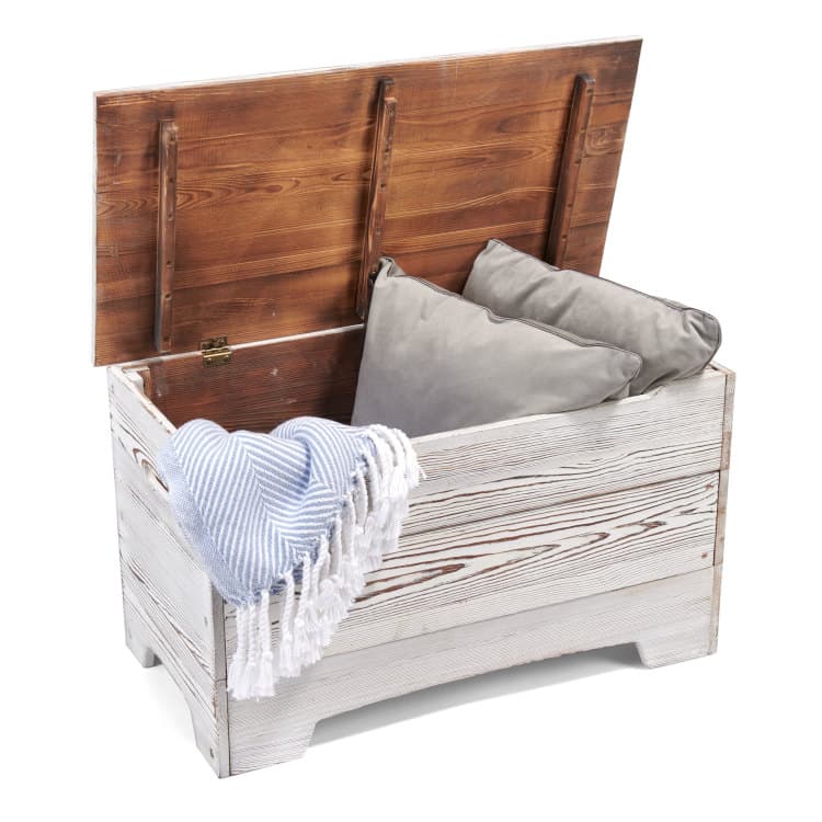 Solid Wood Rustic Toy Box – Distressed White - thumbnail 7