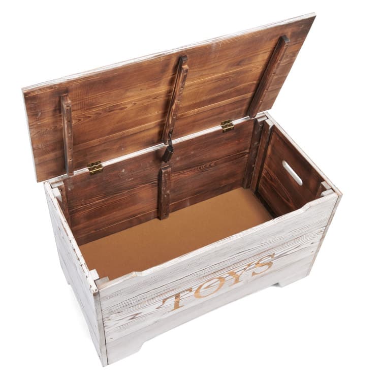Solid Wood Rustic Toy Box – Distressed White - thumbnail 6