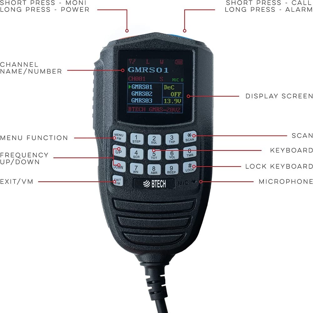 BTECH GMRS-20V2 20W IP67 GMRS Mobile Radio - thumbnail 7
