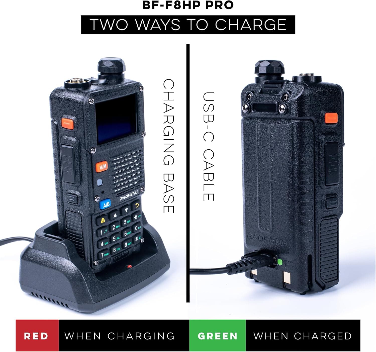 BAOFENG BF-F8HP PRO 10W Tri Band Two-Way Radio, IP54, 1000 Channels, GPS, Aviation RX, USB-C - thumbnail 8