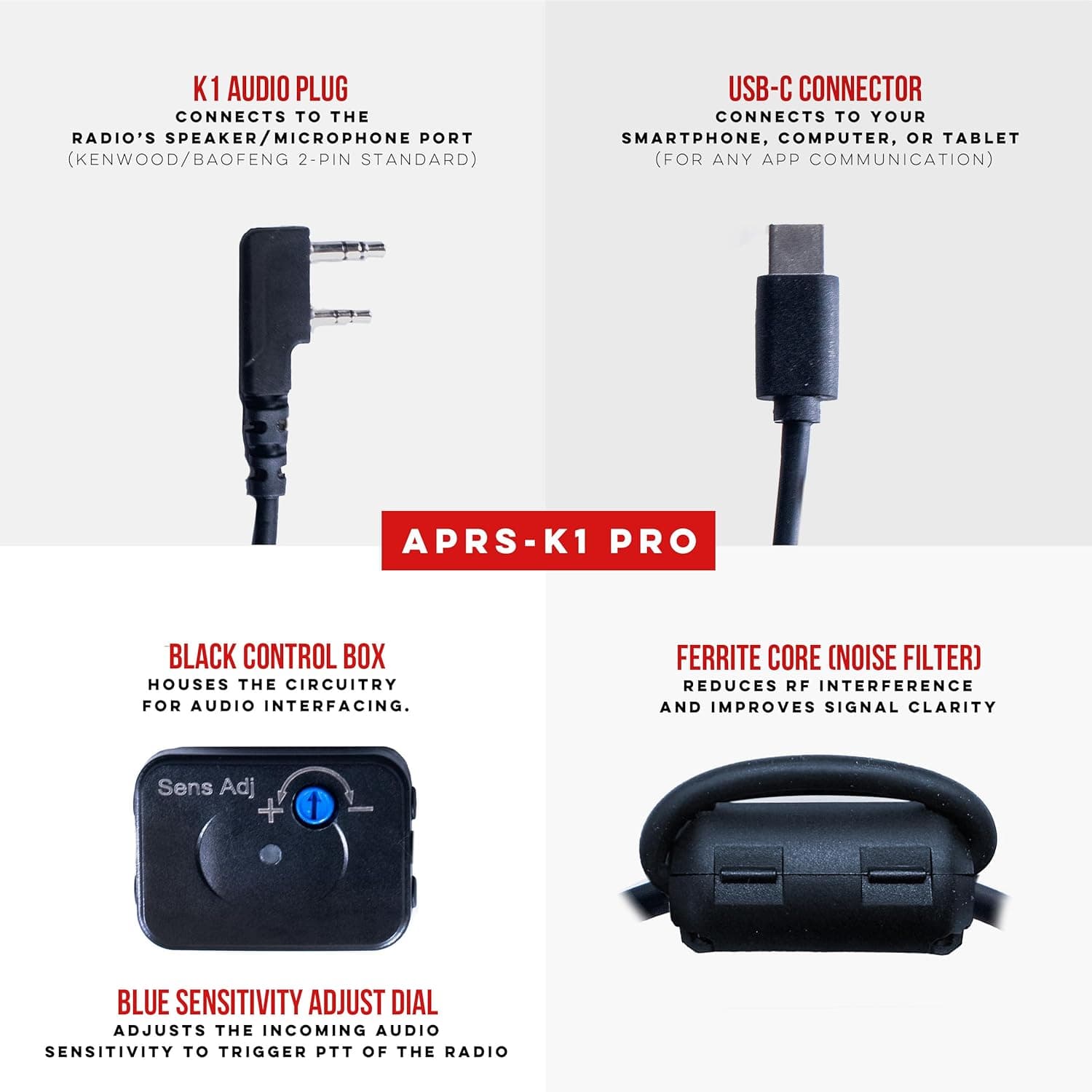 BTECH APRS-K1 PRO Multi-Function Audio Interface Cable - thumbnail 3