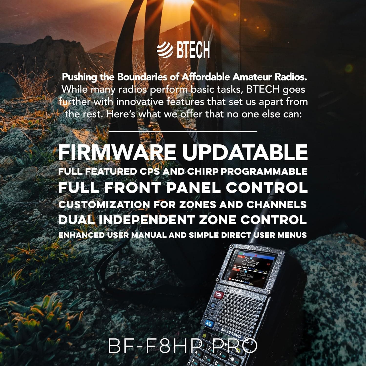 BAOFENG BF-F8HP PRO 10W Tri Band Two-Way Radio, IP54, 1000 Channels, GPS, Aviation RX, USB-C - thumbnail 3