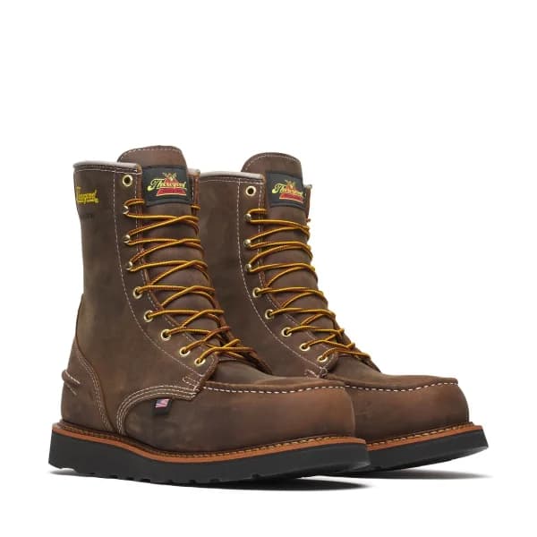 Thorogood 1957 Series – WP 8″ Crazy Horse Steel Moc Toe Black Wedge