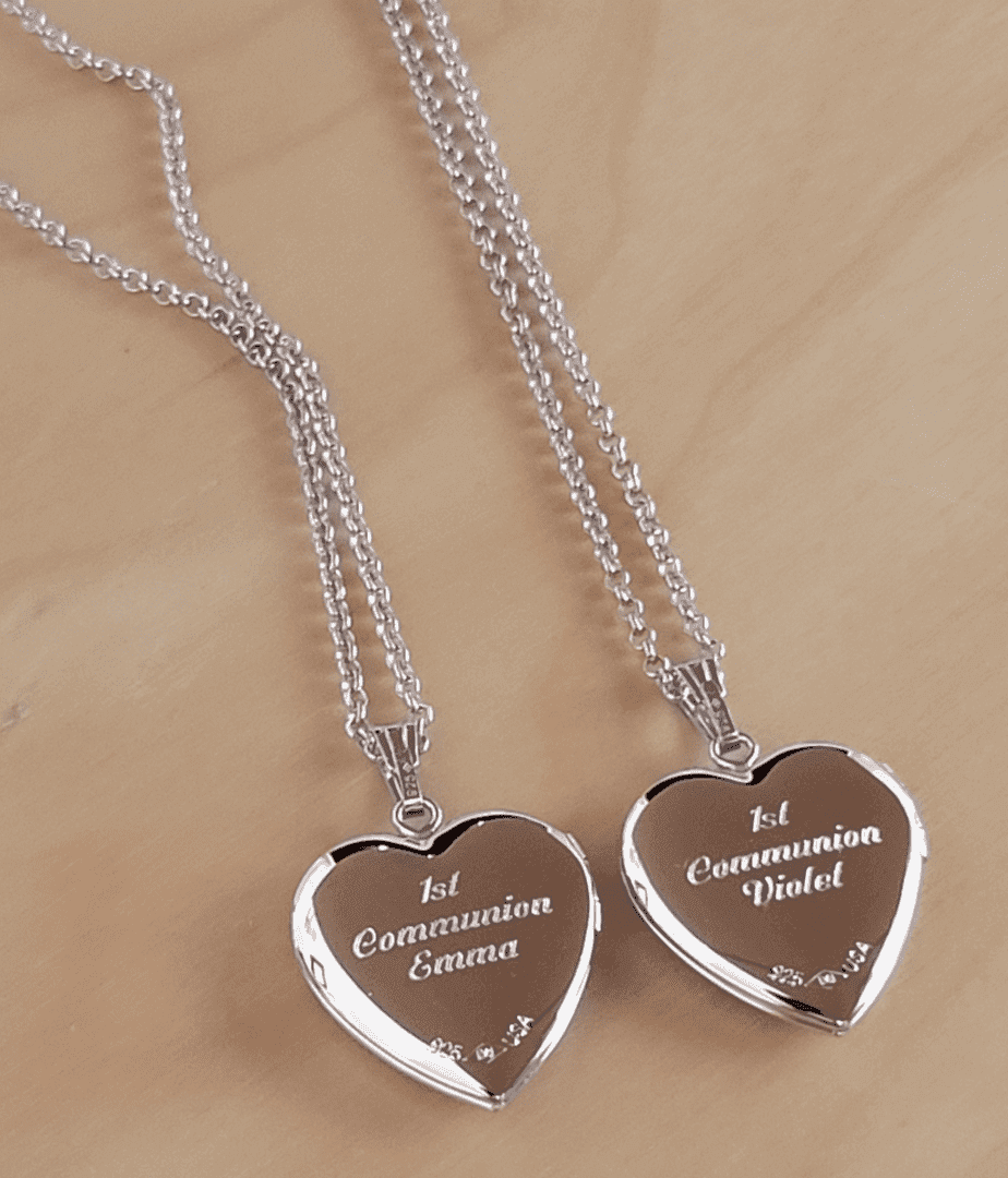 Diamond Filigree Heart Locket – Engravable – Holds One Photo - thumbnail 3