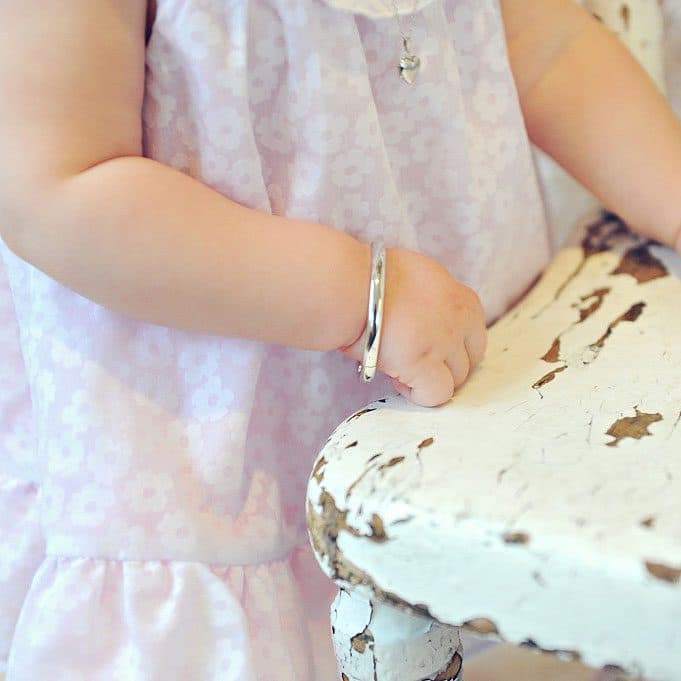 Diamond Gold-Filled Baby Bangle Bracelet with Diamond Accent - thumbnail 3