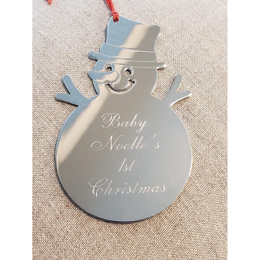 Personalized Snowman Christmas Ornament – Engravable – Nickel-Plated – FREE Engraving!