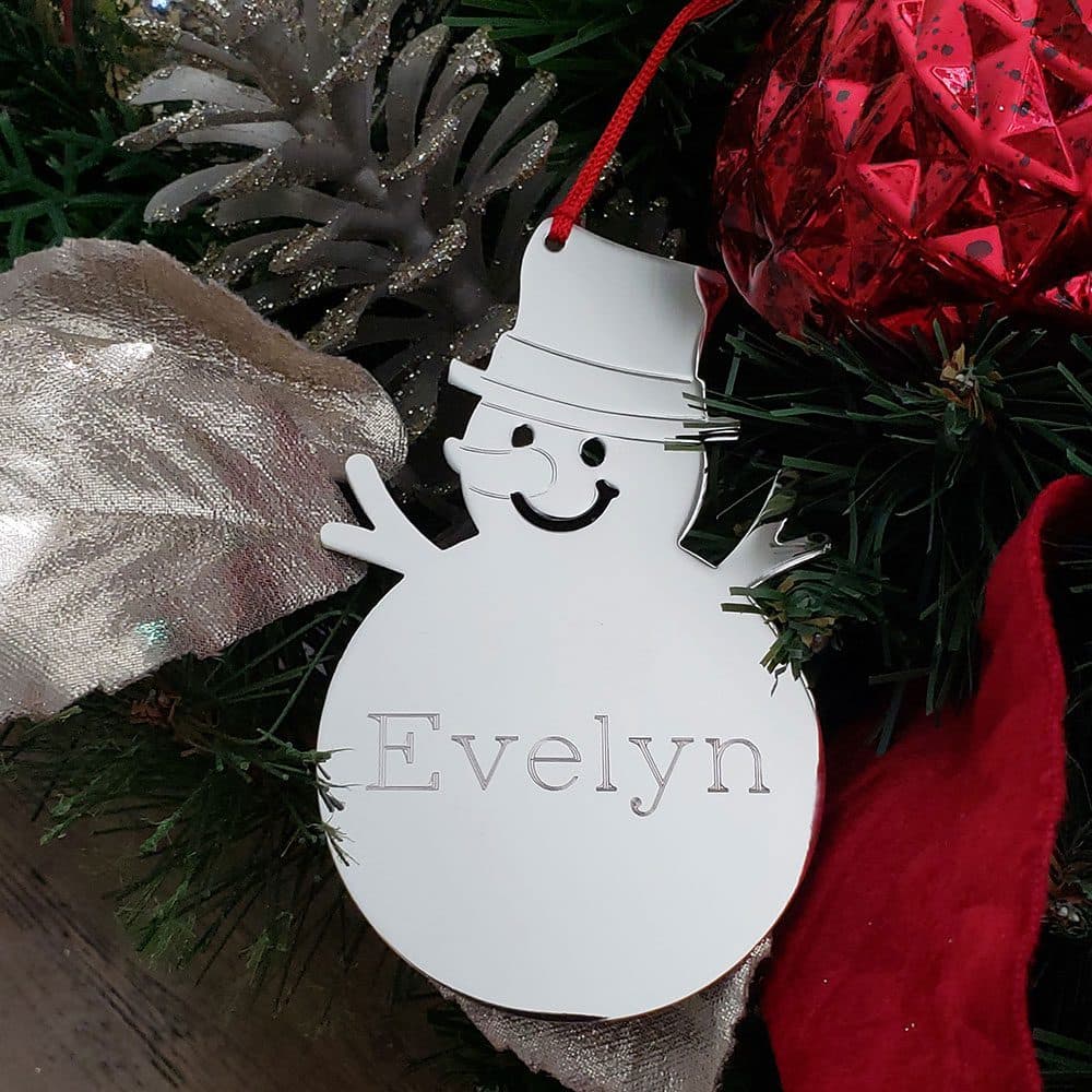 Personalized Snowman Christmas Ornament – Engravable – Nickel-Plated – FREE Engraving! - thumbnail 2