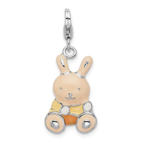 Easter Bunny Charm Bracelet – Sterling Silver Rhodium – Includes An Adjustable Charm Bracelet