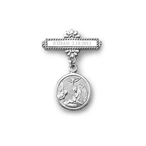 Guardian Angel Baptism Pin – Sterling Silver Rhodium