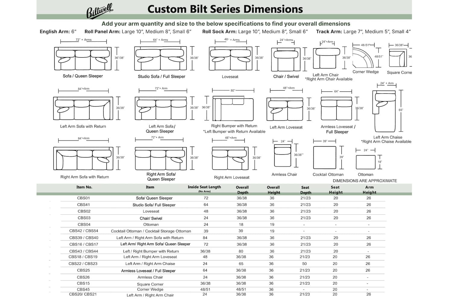 Custom Bilt Series Right Arm Sofa with Left Arm Sofa with Return - thumbnail 10