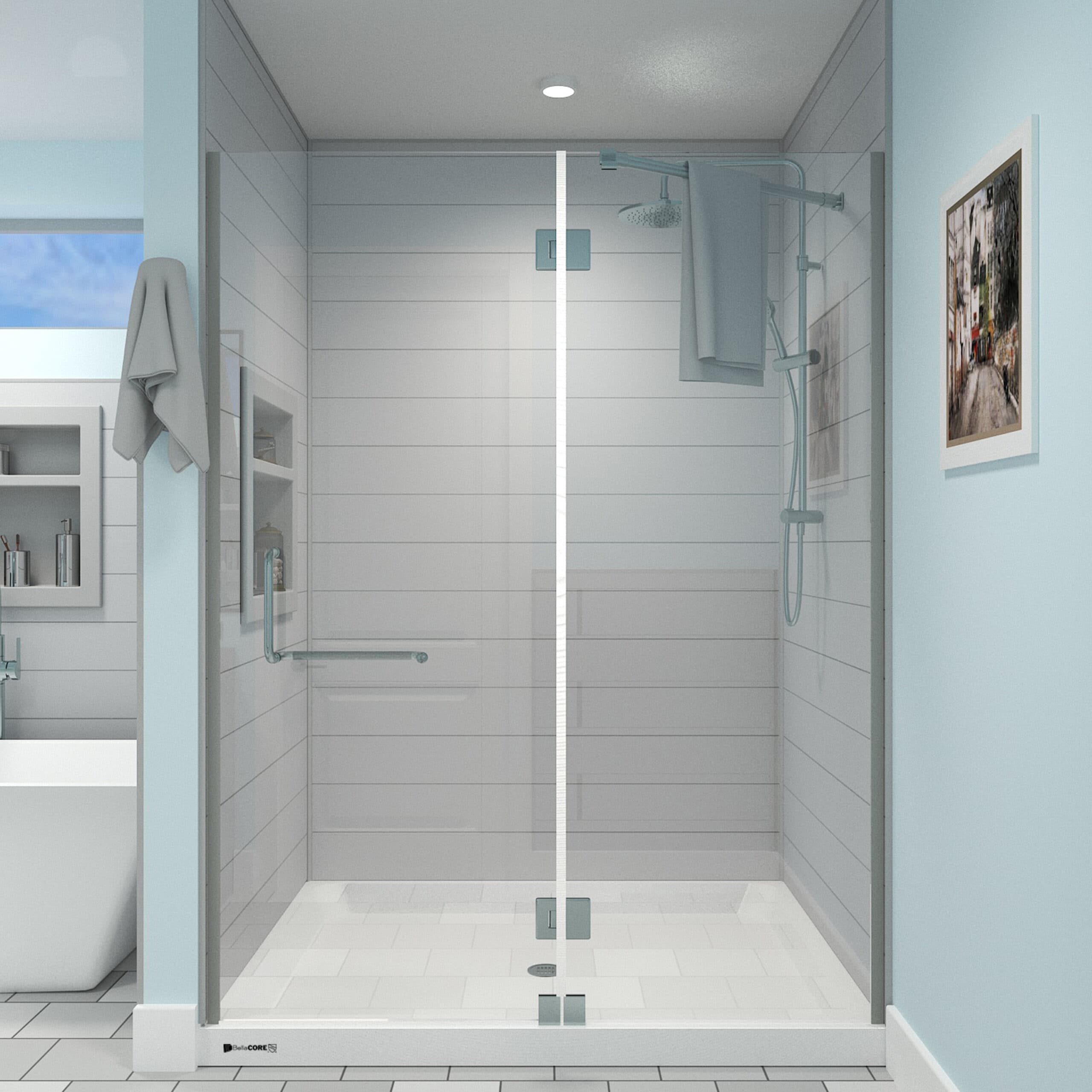 Gray Shiplap Tub and Shower Surround