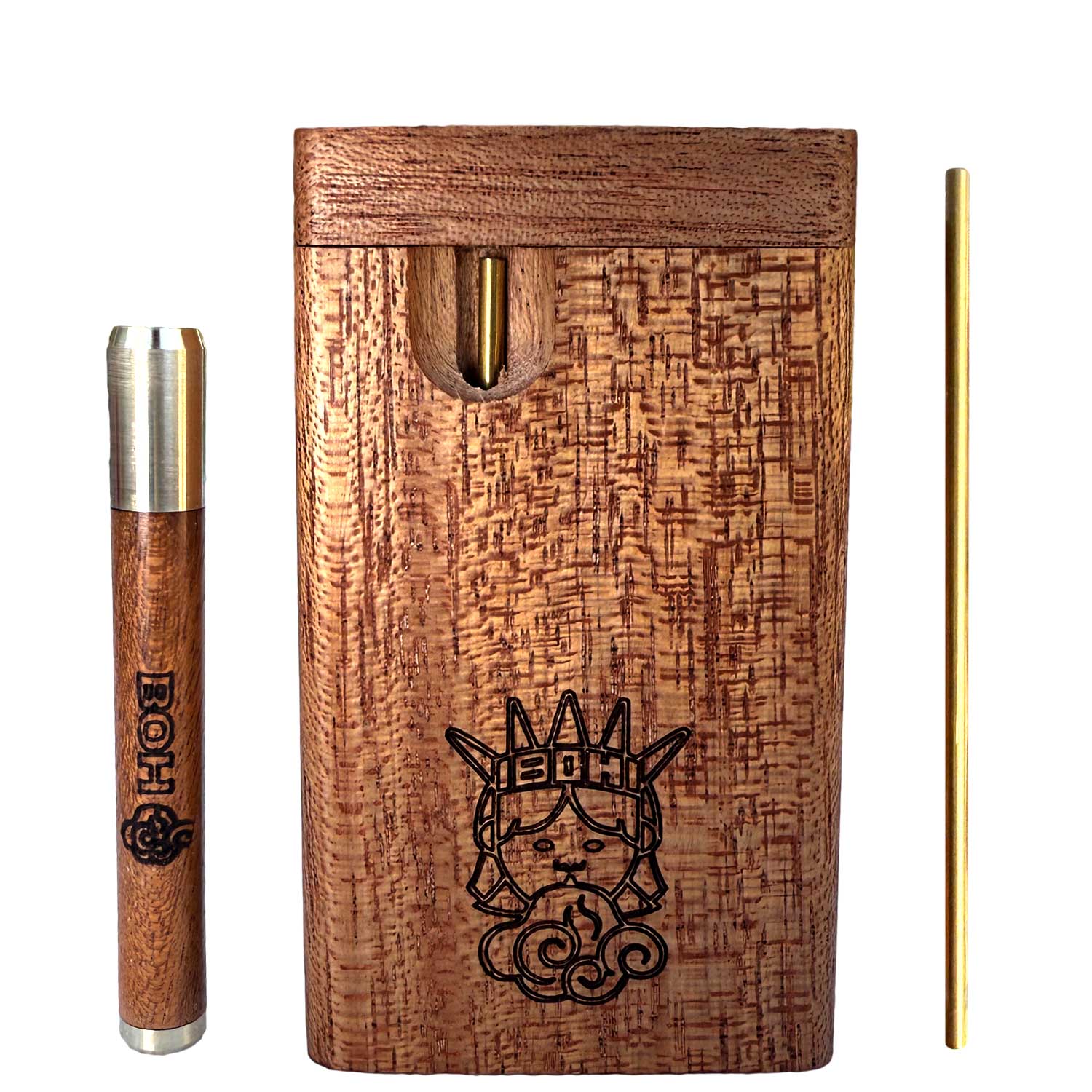 Small Dugout with Poker and Wood One Hitter Pipe | African Mahogany
