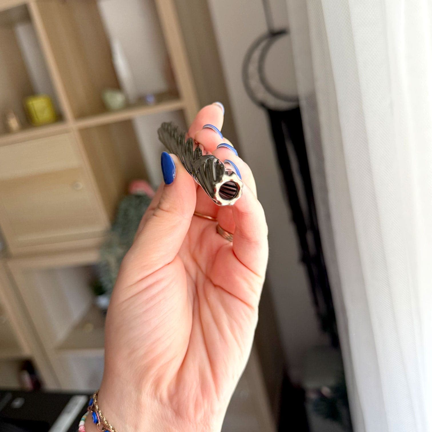 Silver Black Twisted Chillum - thumbnail 5