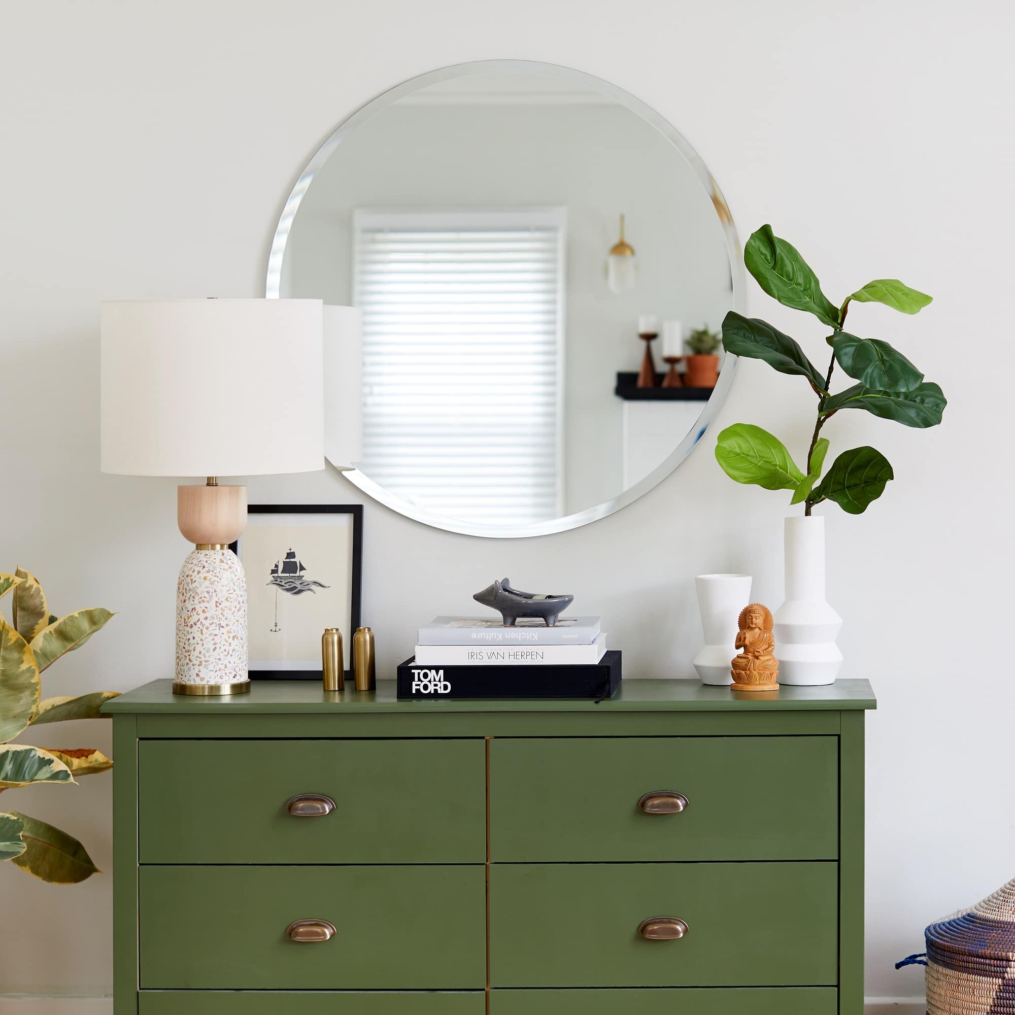 Frameless Round Beveled Mirror