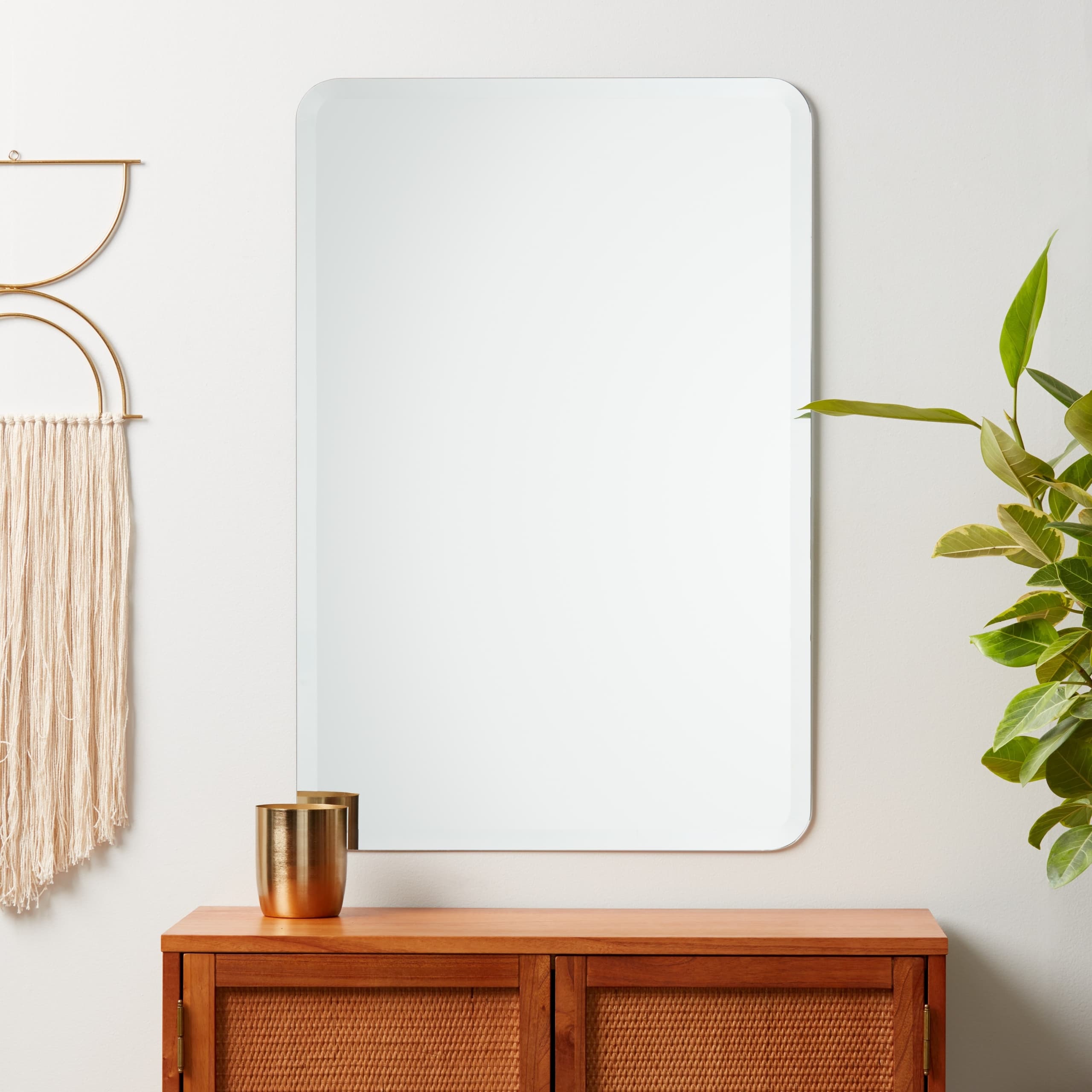 Frameless Beveled Rounded Rectangle Mirror