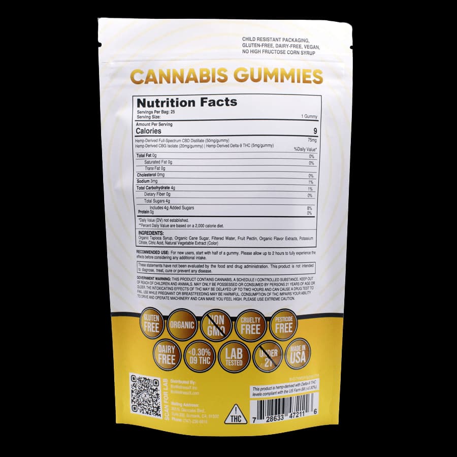 Focus Gummies – CBD + CBG + THC – 75mg Per Gummy - thumbnail 4