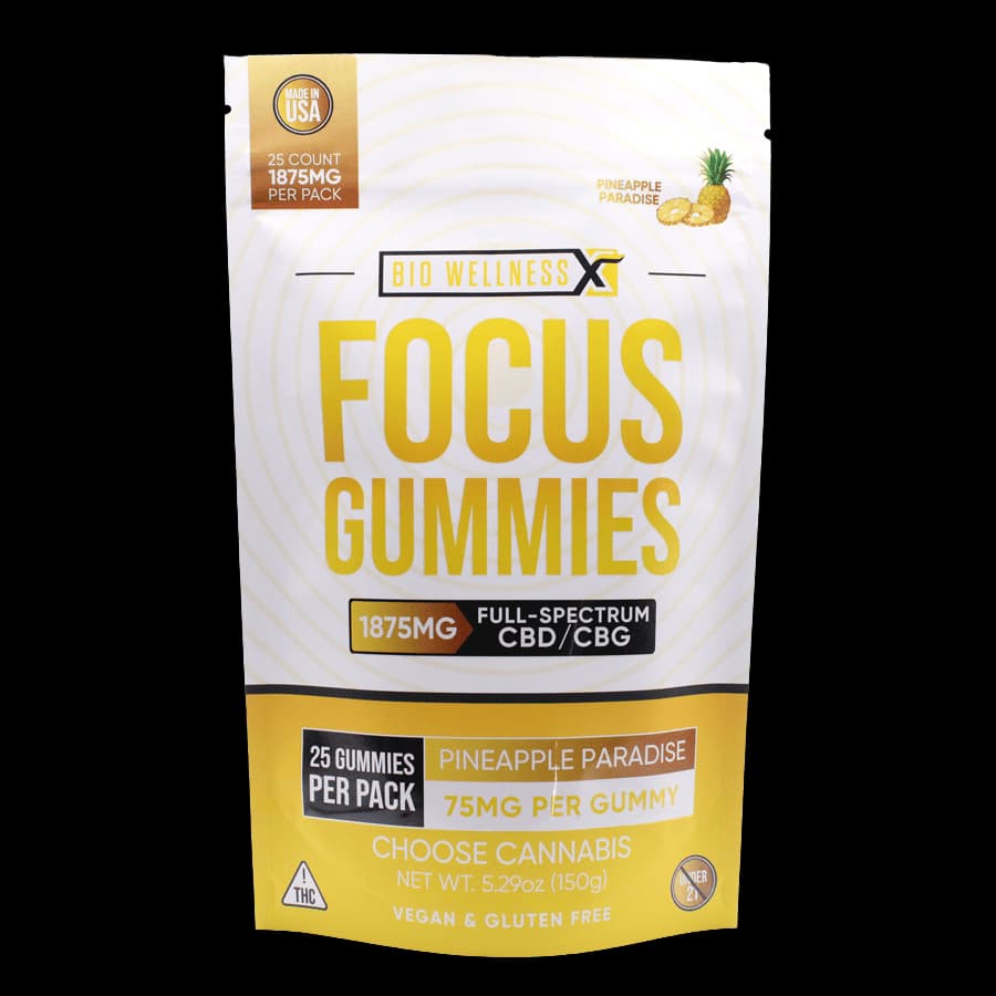 Focus Gummies – CBD + CBG + THC – 75mg Per Gummy