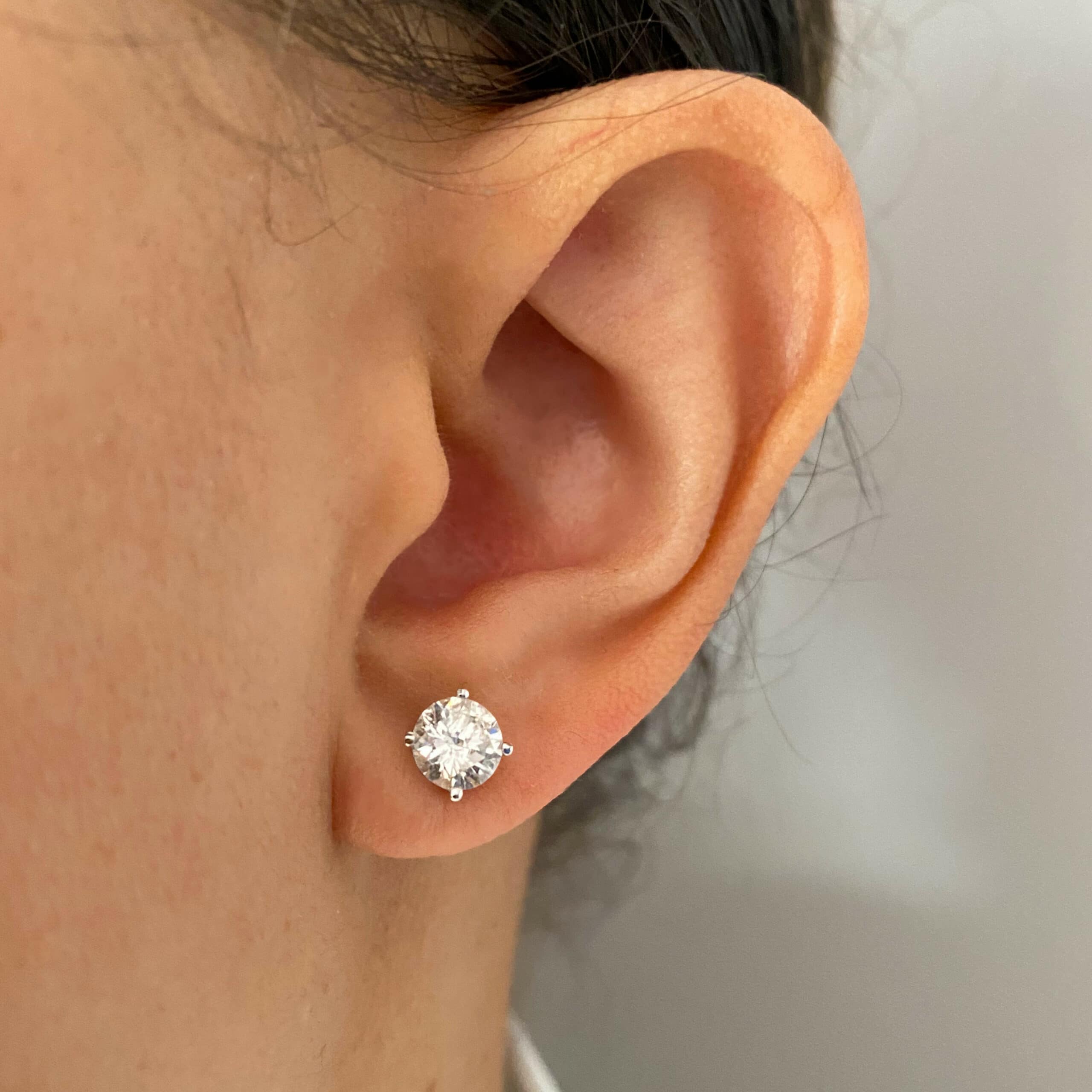 Two Carat Diamond Earrings set in 14k White Gold - thumbnail 2