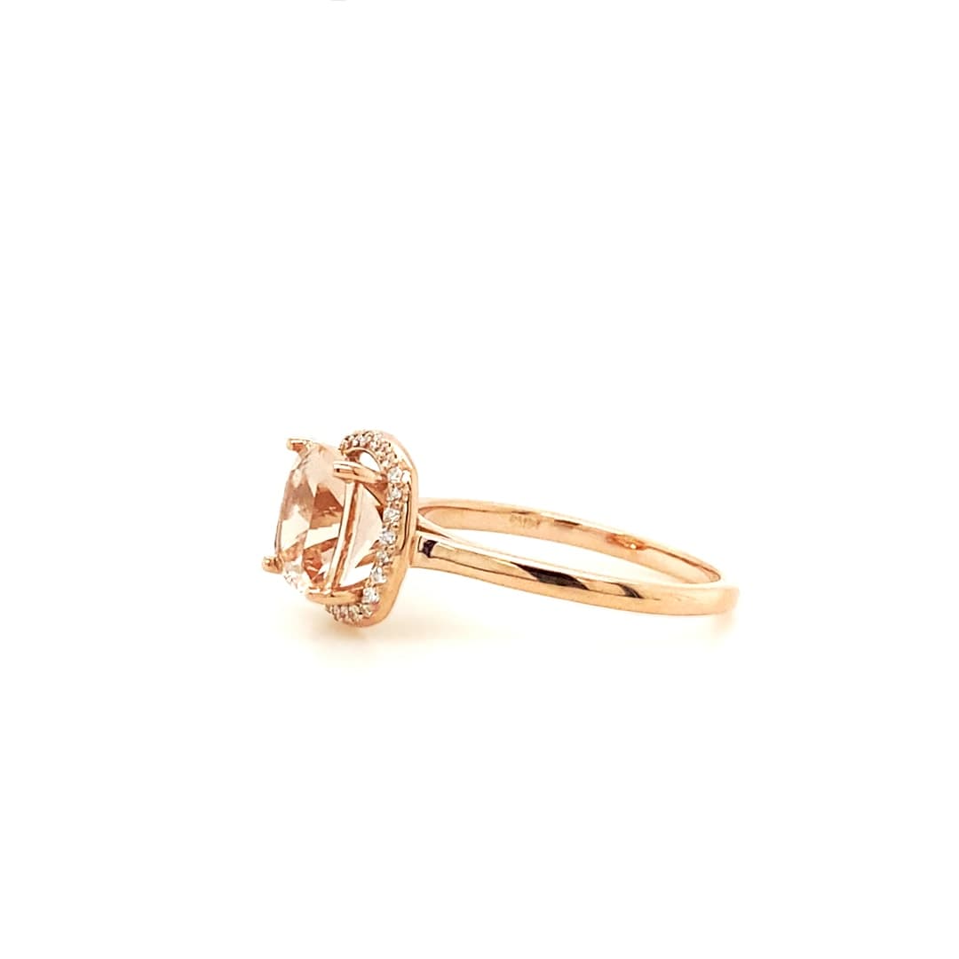 Halo Style Morganite Engagement Ring - thumbnail 2