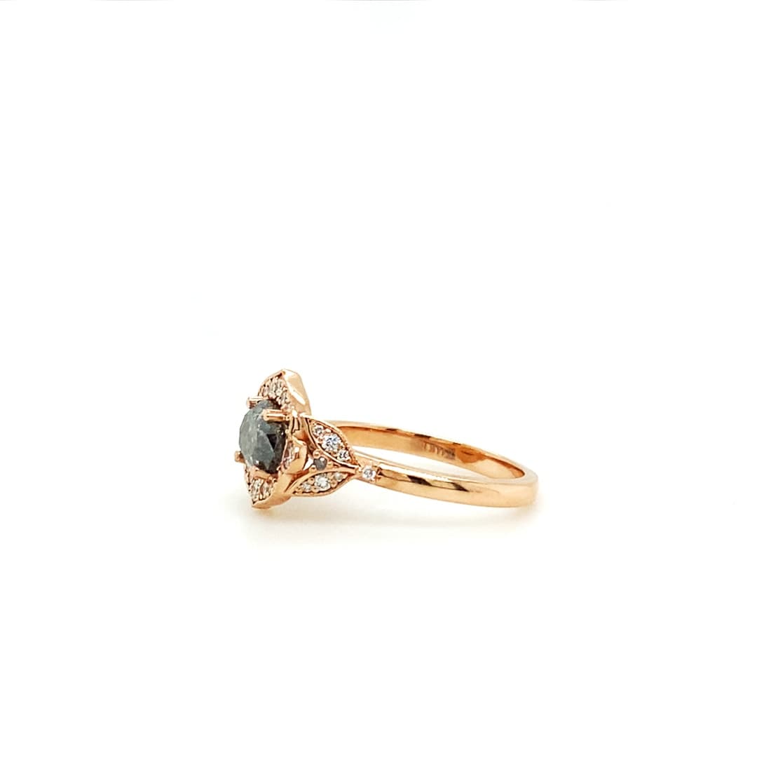 Salt and Pepper Diamond Halo Ring - thumbnail 2
