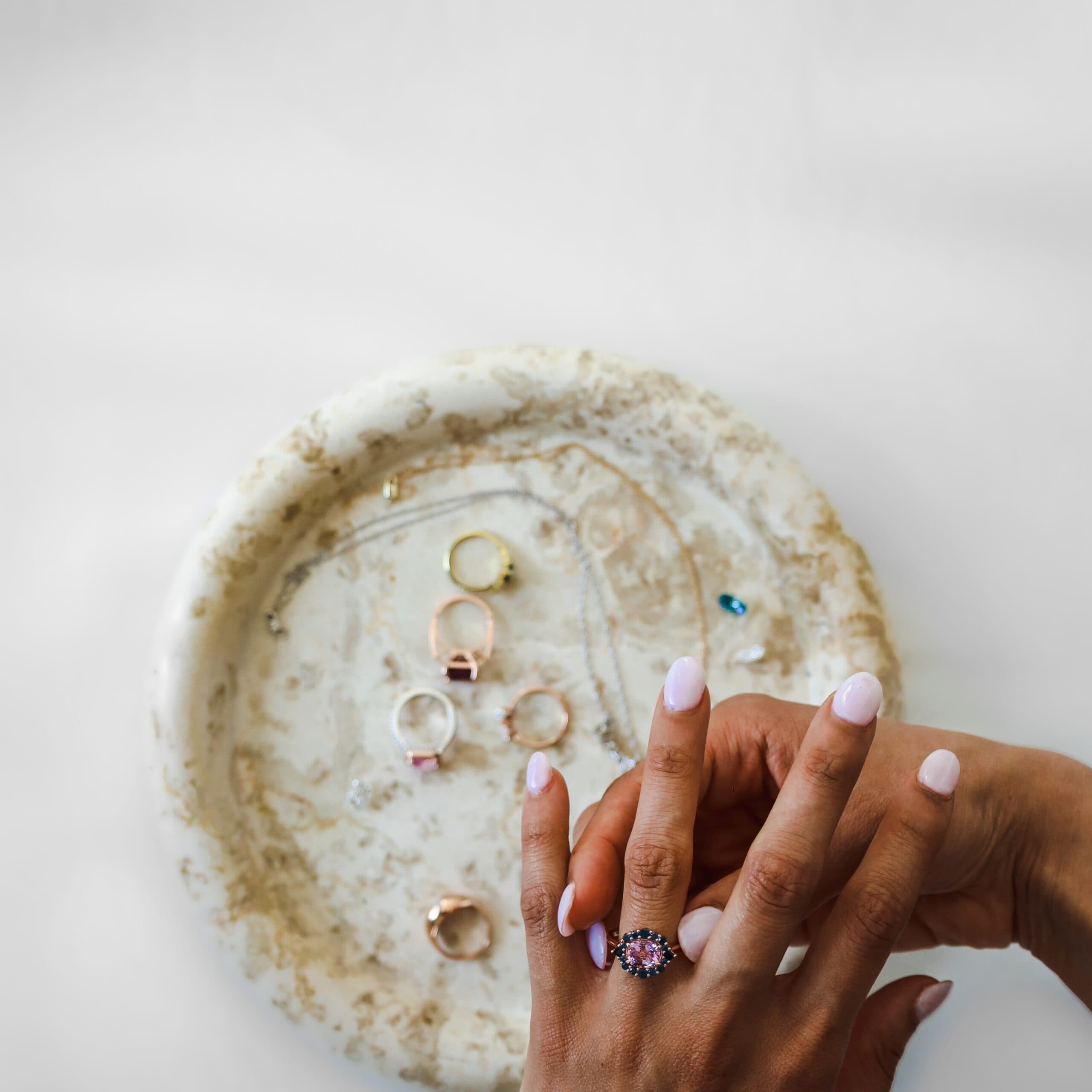 Pink and Blue Sapphire Halo Ring - thumbnail 6