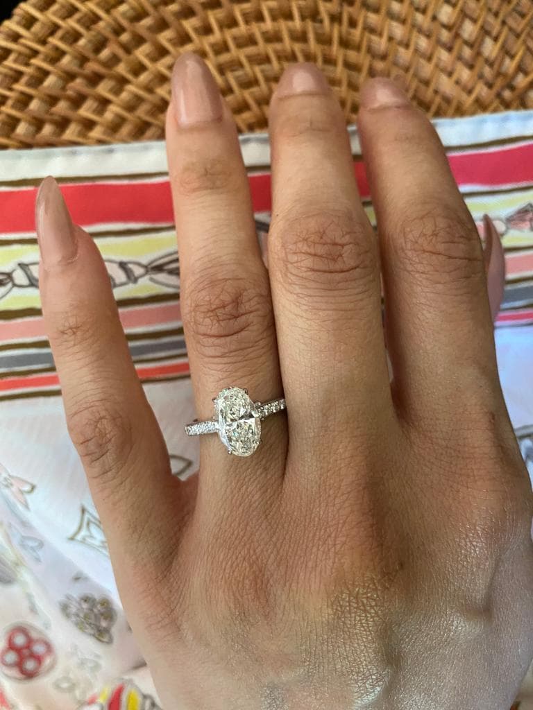 Oval Diamond Hidden Halo Peekaboo Engagement Ring - thumbnail 5