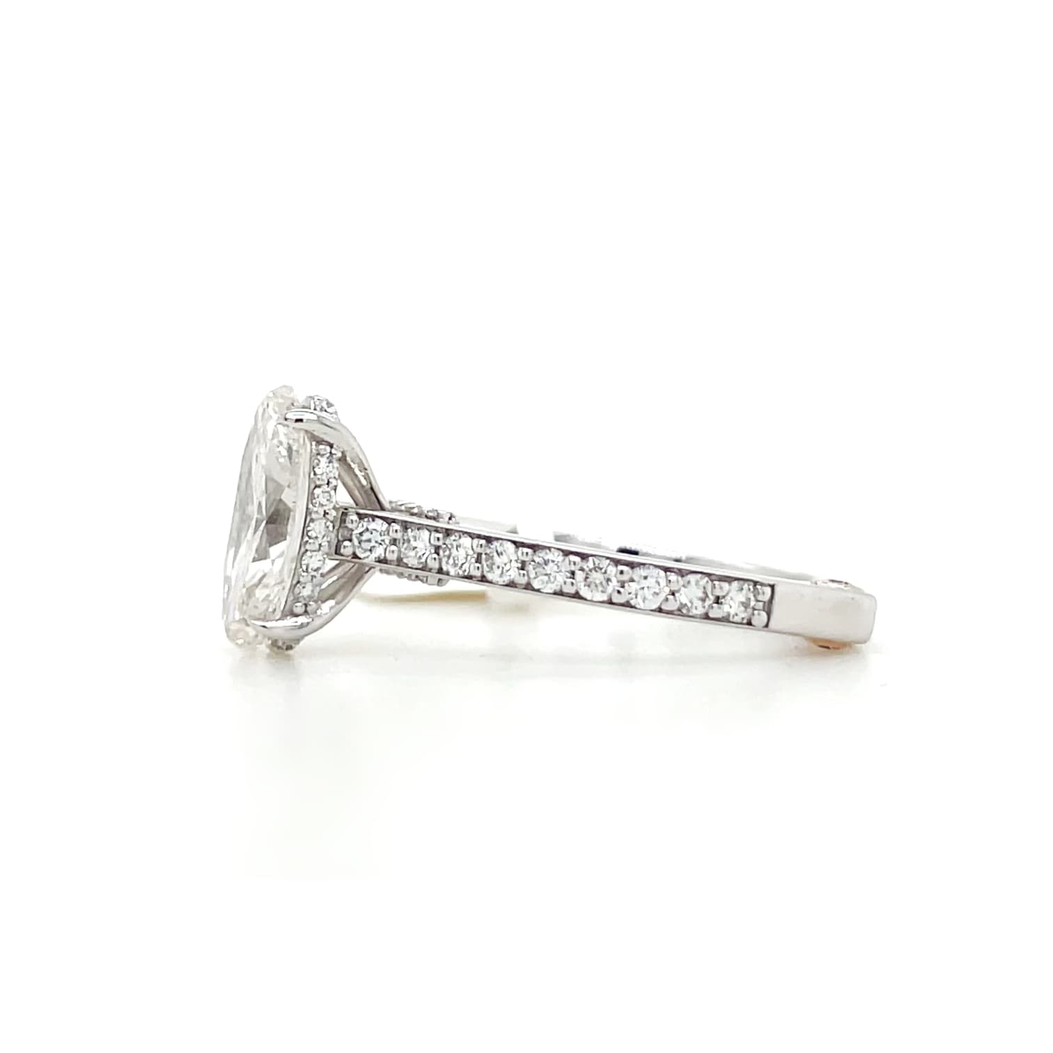 Oval Diamond Hidden Halo Peekaboo Engagement Ring - thumbnail 2