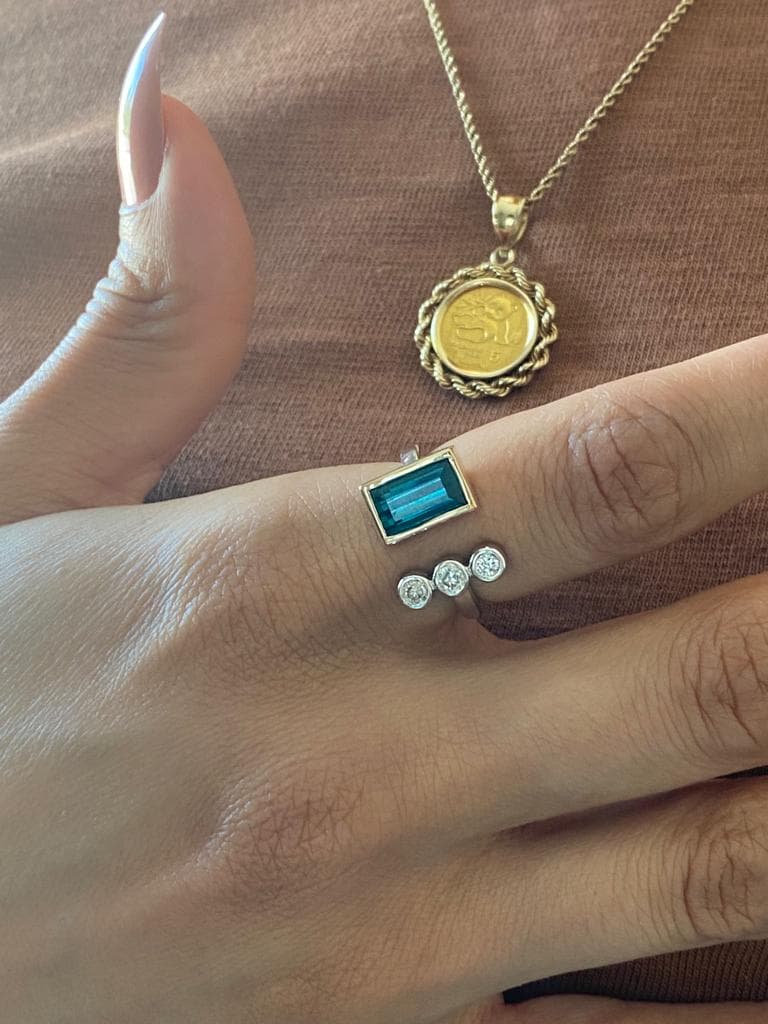 Negative Space Tourmaline and Diamond Ring - thumbnail 4