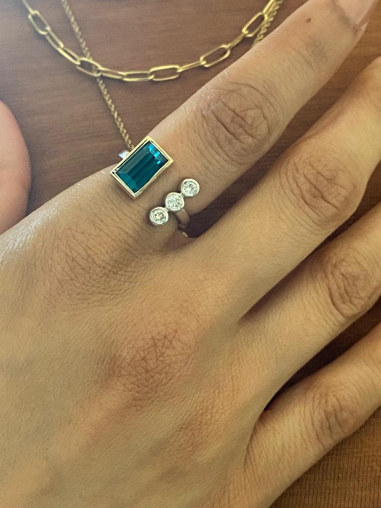 Negative Space Tourmaline and Diamond Ring - thumbnail 3