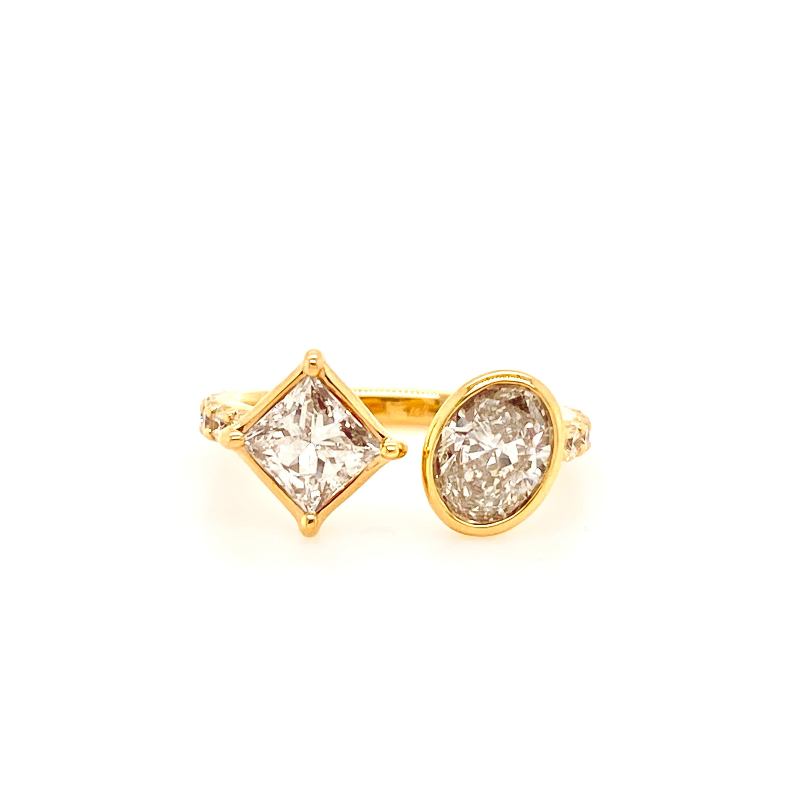 Princess Oval Two Stone Ring