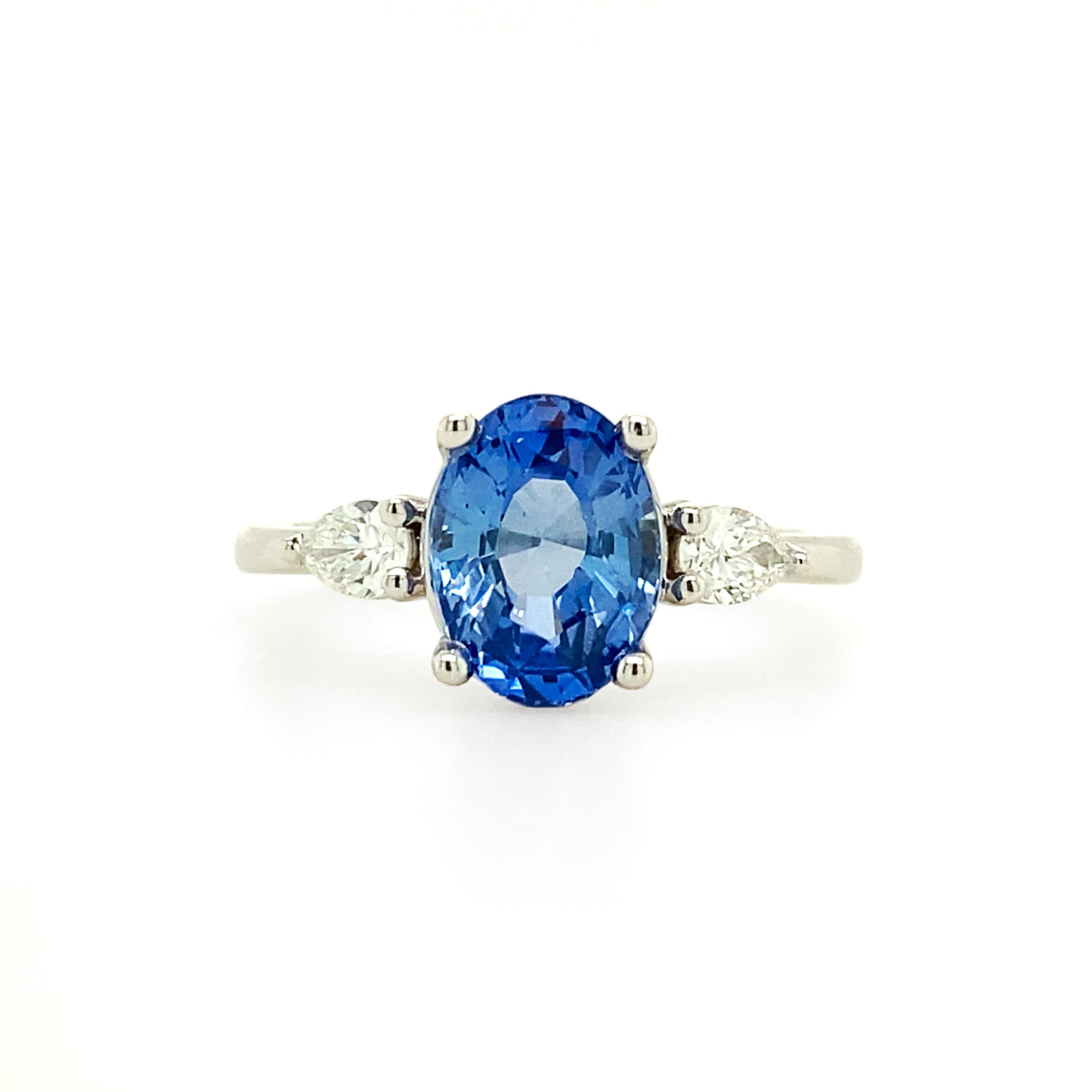 Cornflower Blue Sapphire and Diamond Ring