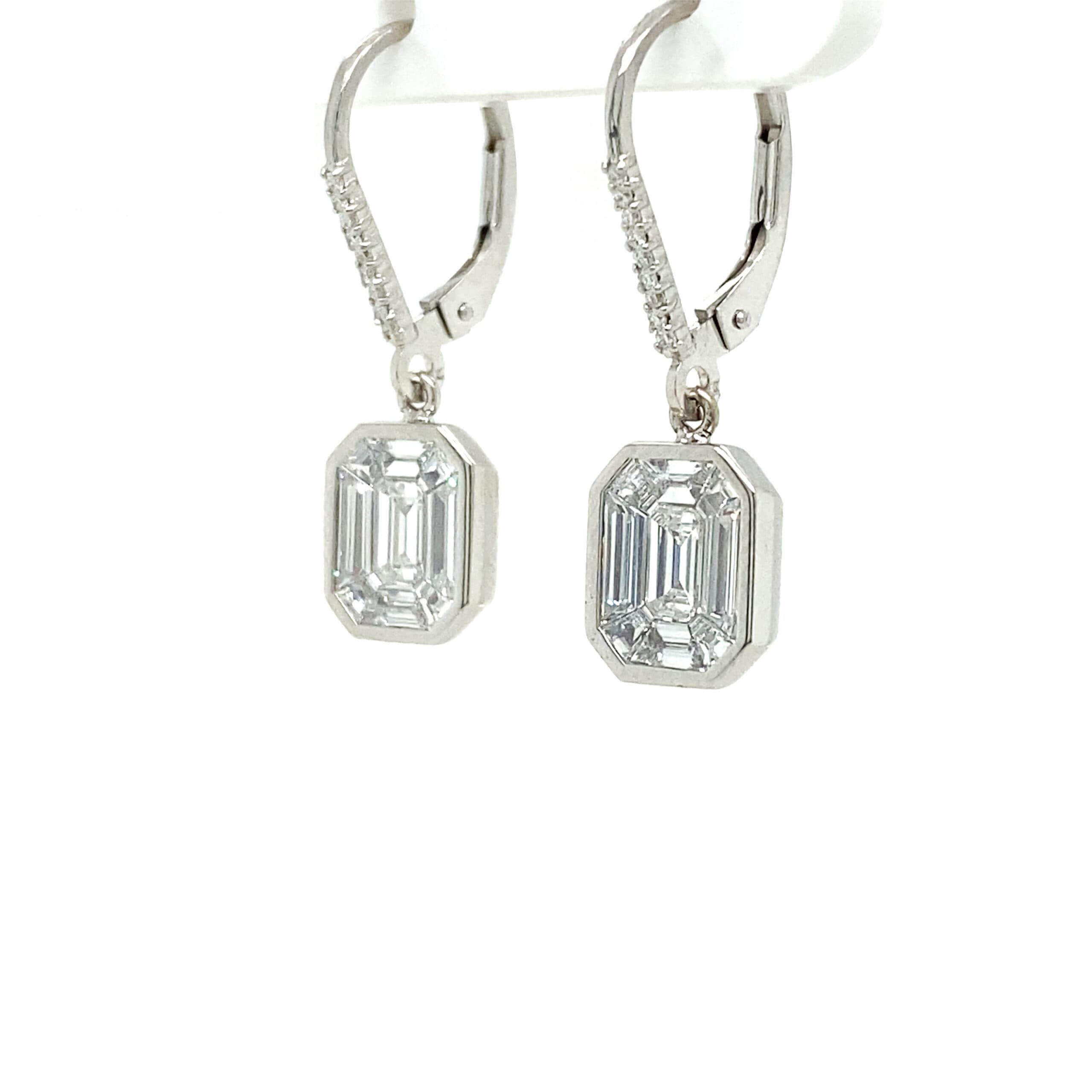 Emerald Cut Mosaic Diamond Earrings - thumbnail 2
