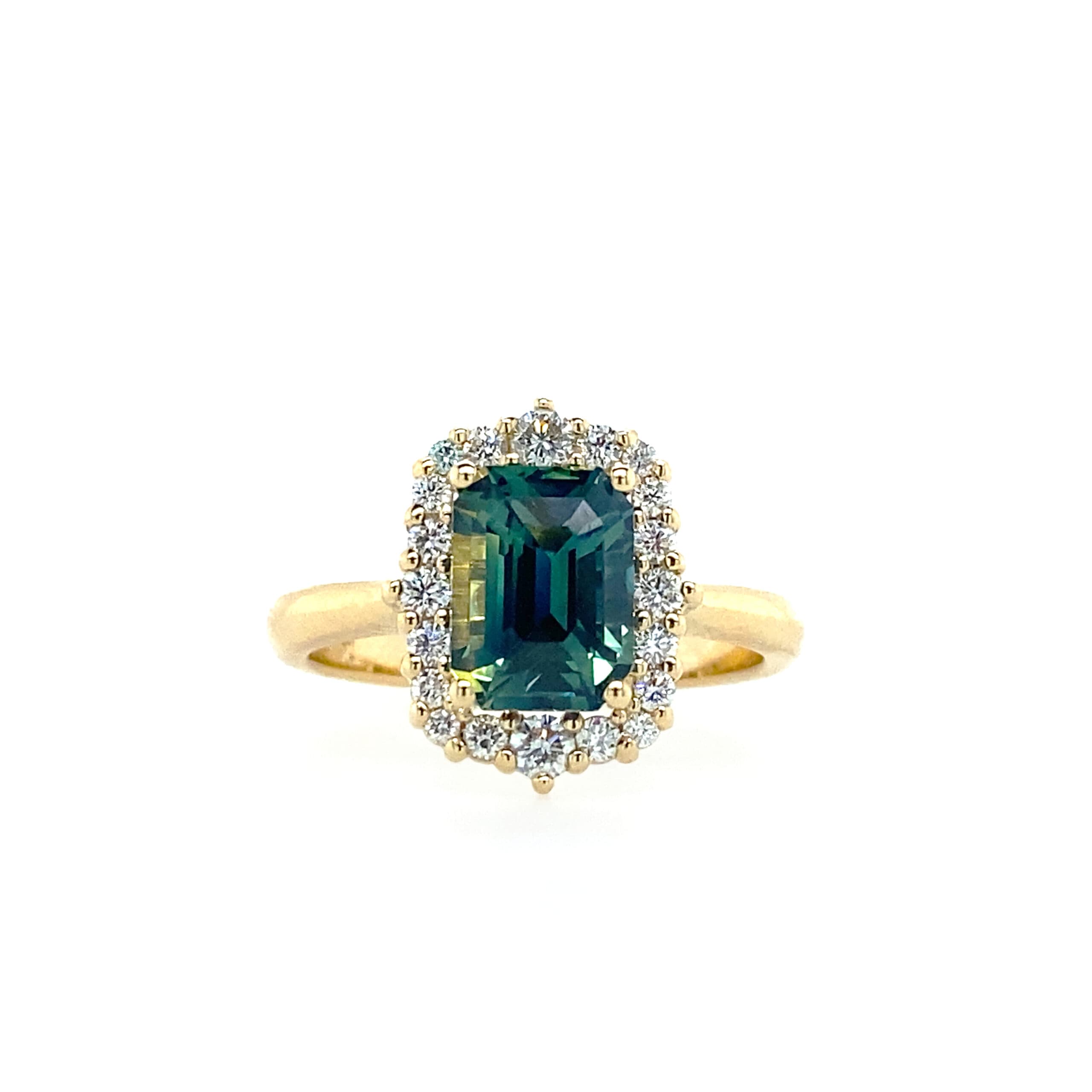 Parti Sapphire Halo Ring
