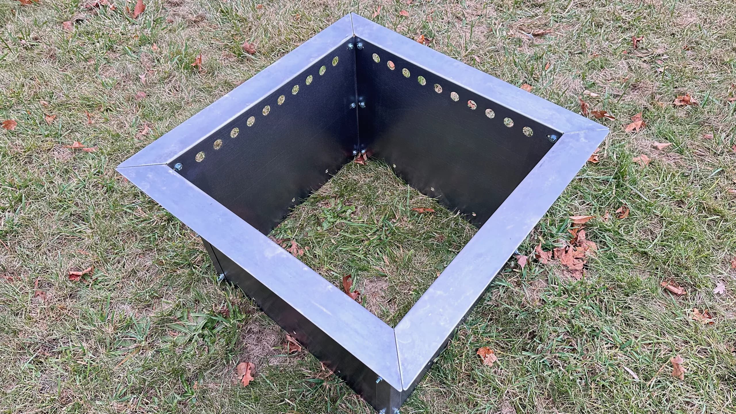 Corten Steel Square Brick Fire Pit Smokeless Insert with Lip - thumbnail 2