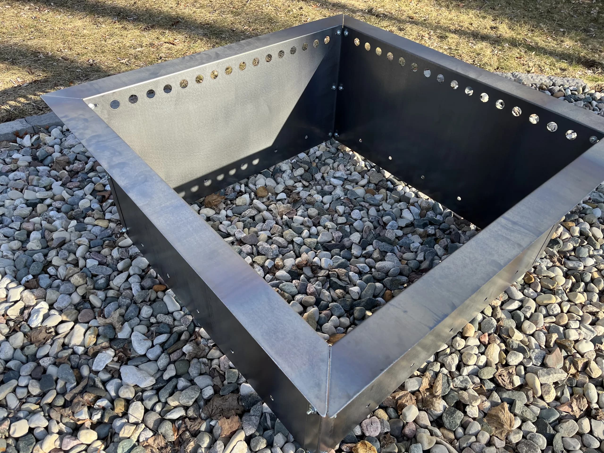 Corten Steel Square Brick Fire Pit Smokeless Insert with Lip - thumbnail 3