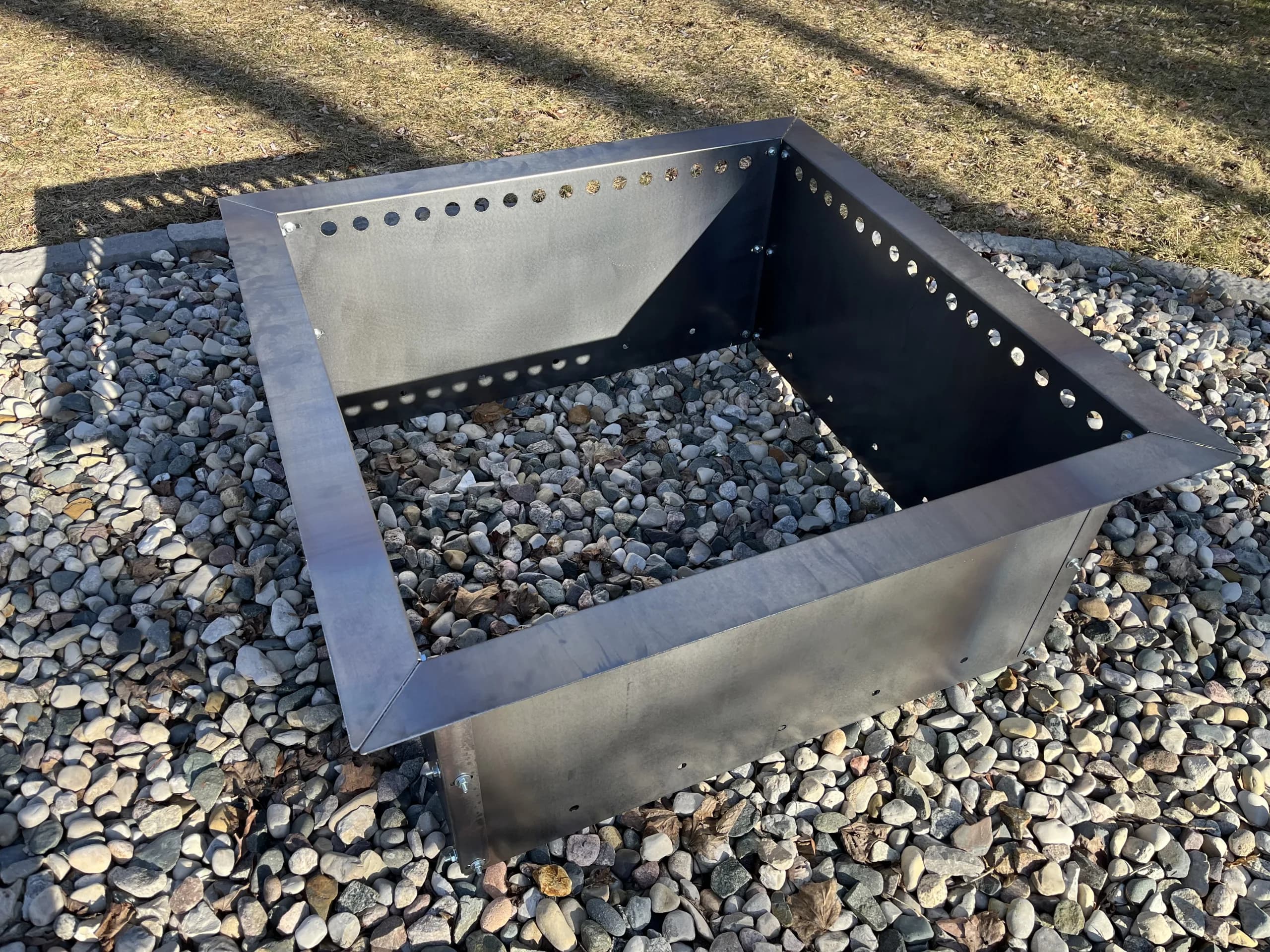Corten Steel Square Brick Fire Pit Smokeless Insert with Lip - thumbnail 4