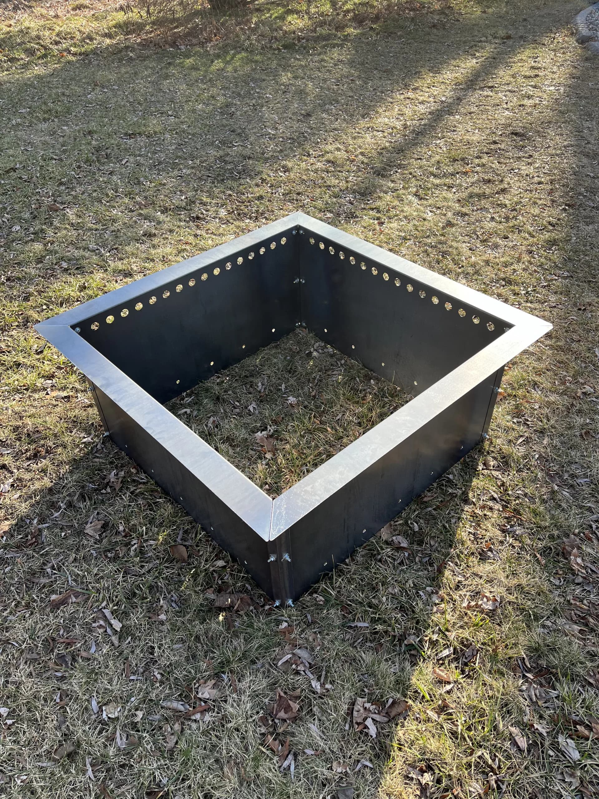 Corten Steel Square Brick Fire Pit Smokeless Insert with Lip - thumbnail 6