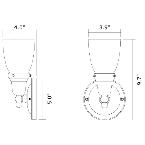 Retro™ One Light Straight Arm Sconce With 2-1/4″ Shade Holder ADA