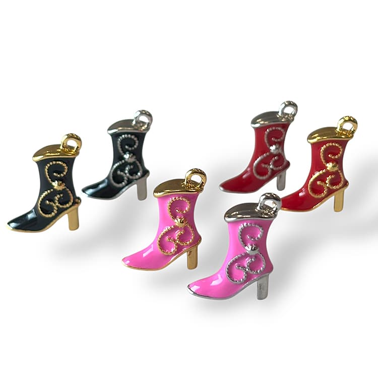 Black Enamel Cowgirl Boots With Swirl Detail - thumbnail 3