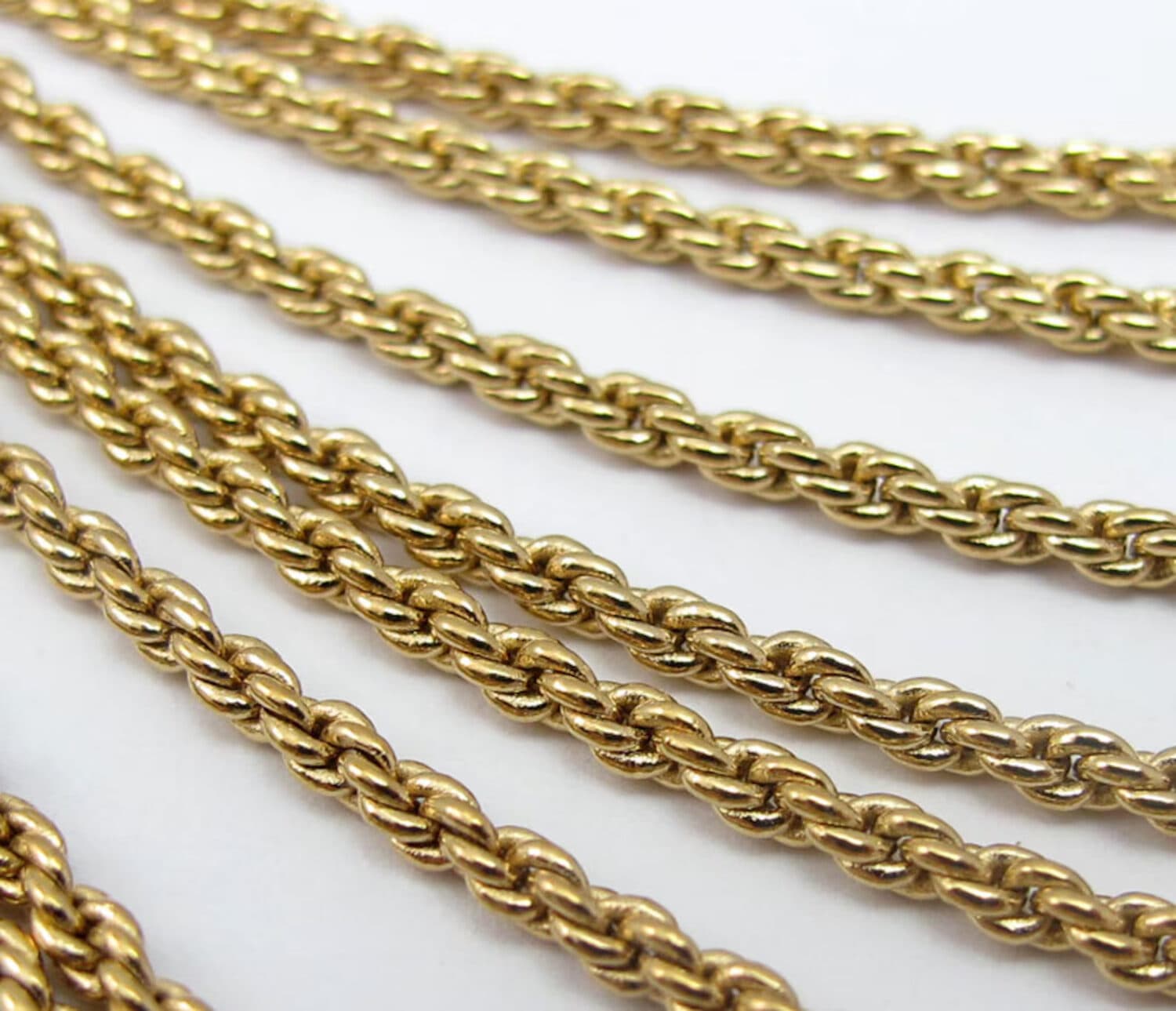 Vintage Gold Plated Rope Chain Necklace Findings -no clasp