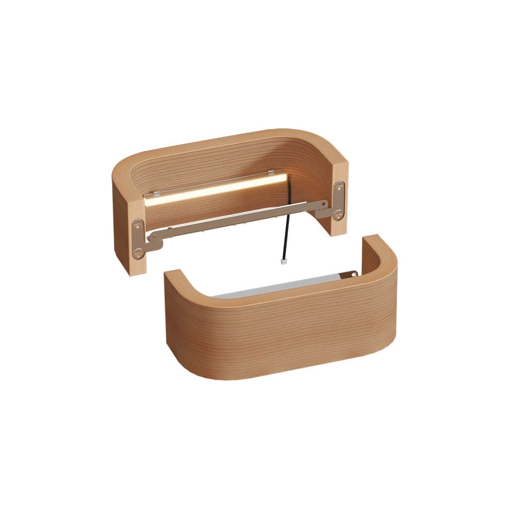 Curve LED Sauna Wall Lights with Cedar Covers – 240 mm (Pair)