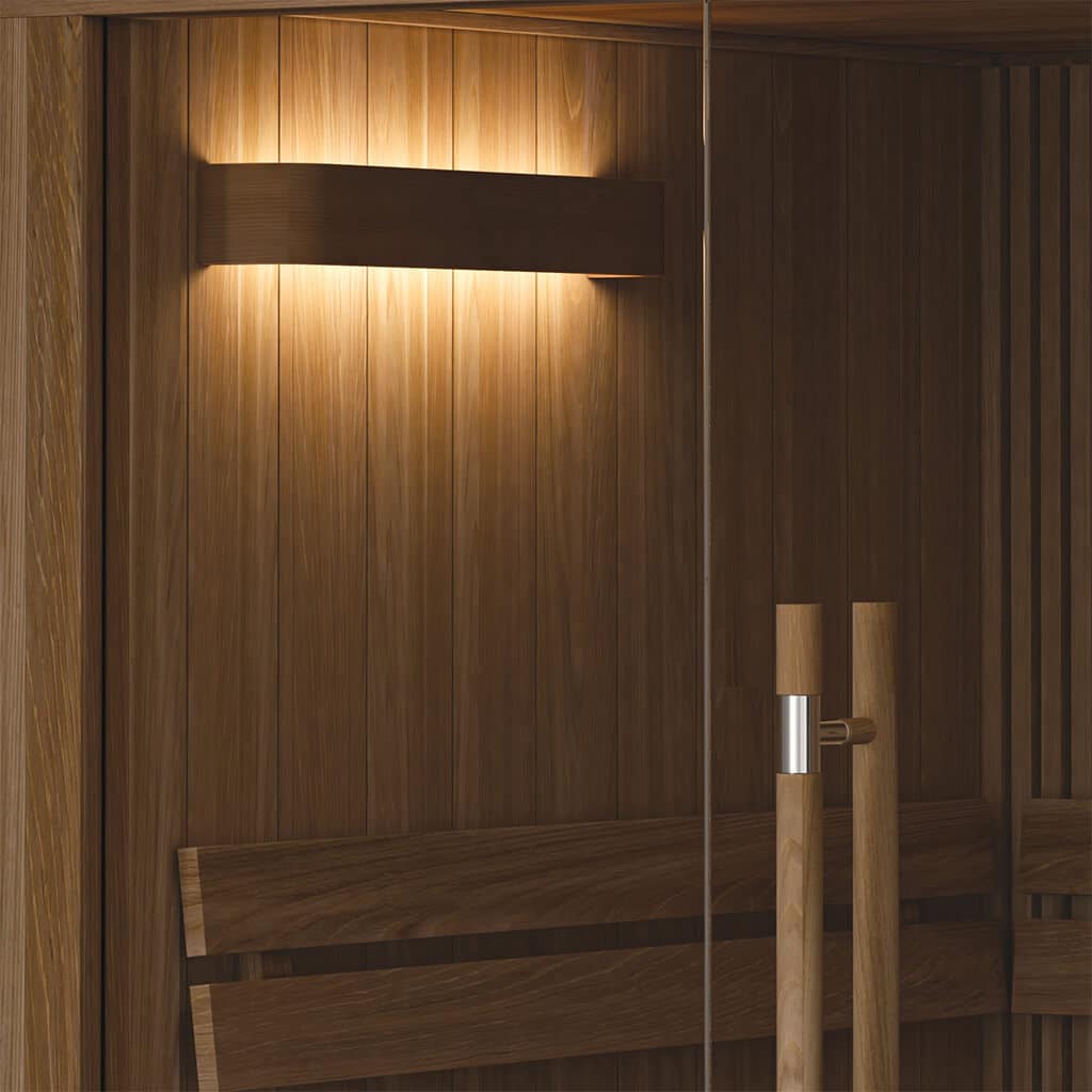Curve LED Sauna Wall Lights with Cedar Covers – 240 mm (Pair) - thumbnail 4