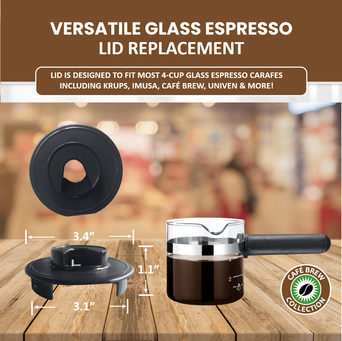 4 Cup Glass Espresso Carafe Lid (#EXP100-LID) - thumbnail 3