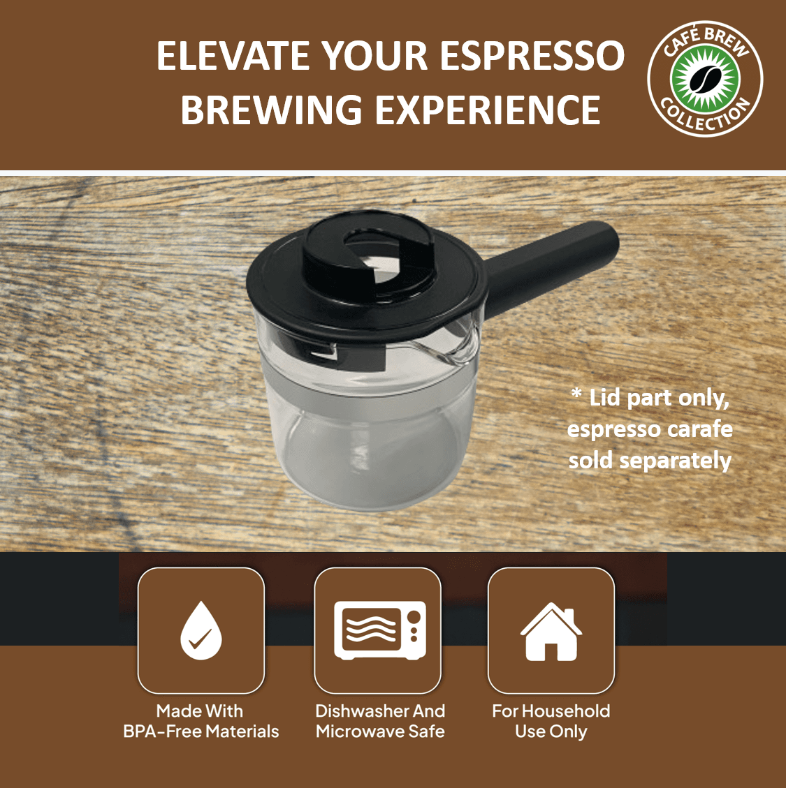 4 Cup Glass Espresso Carafe Lid (#EXP100-LID) - thumbnail 4