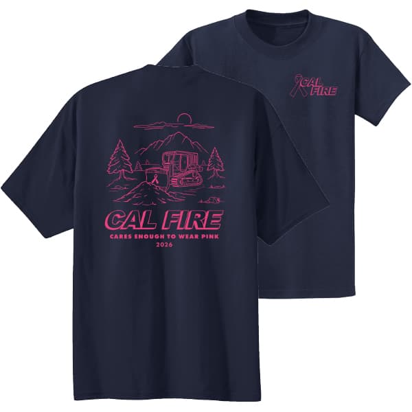 CAL FIRE Cares Enough to Wear Pink 2026 Bulldozer Dark Navy Shirt [PREORDER]