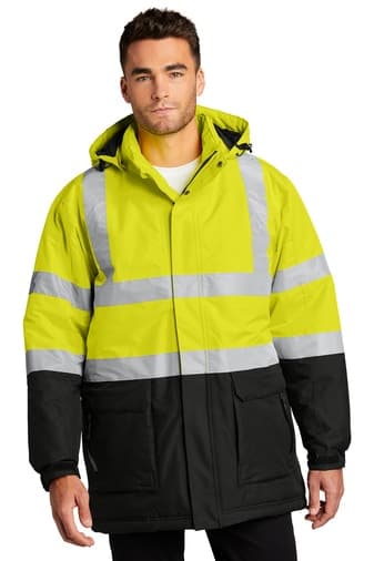 J799S Safety Heavyweight Parka – Safety Yellow / Black / Reflective