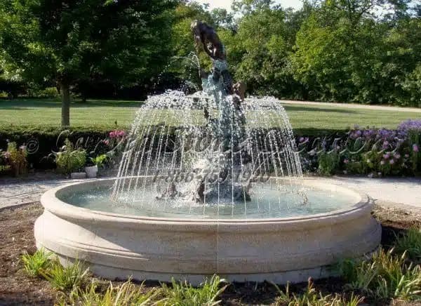 14′ Round H18″ Flared Contour Fountain Pool Surround, Golden Cypress Granite