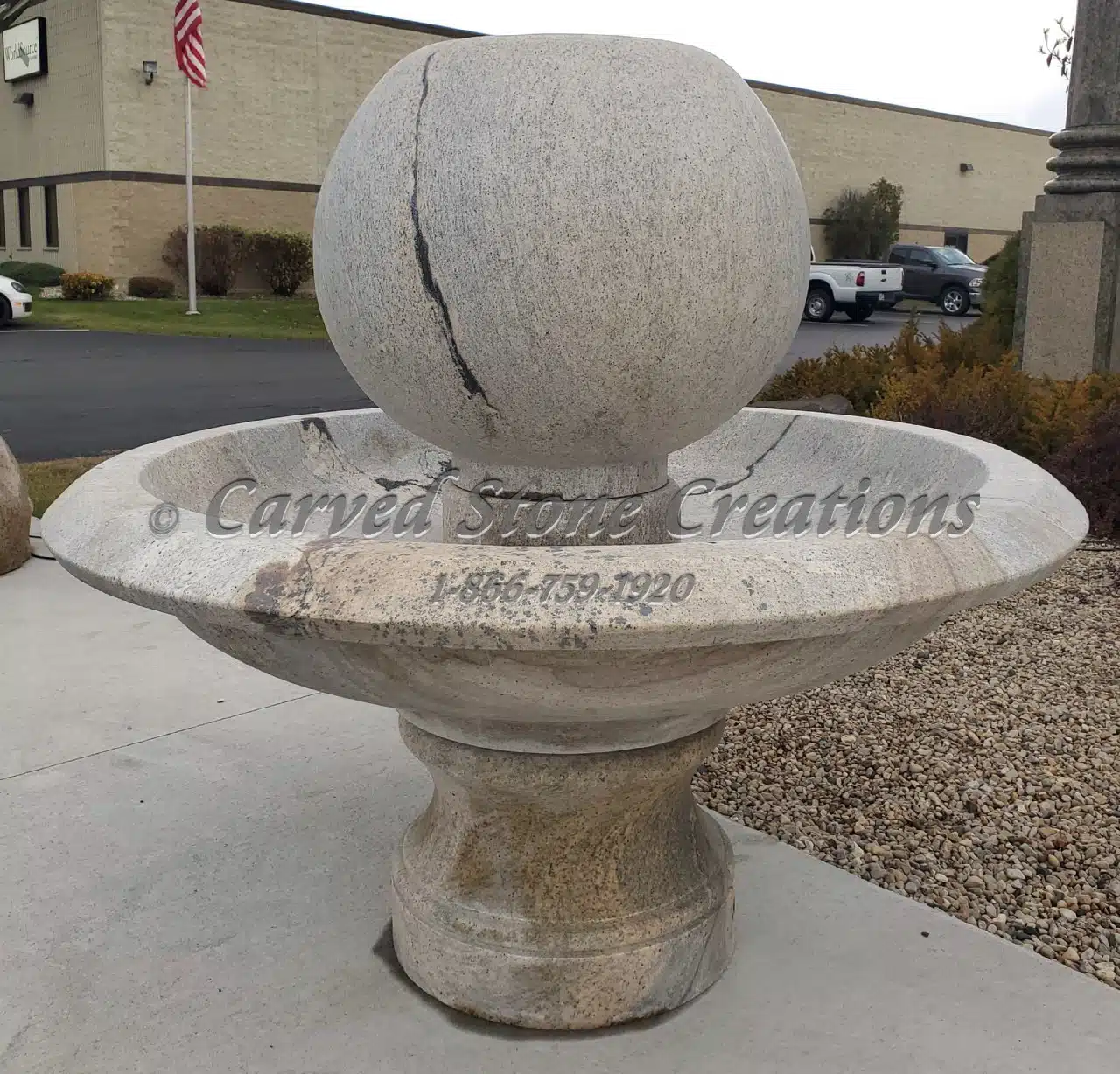 Wide Urn Bubbling Sphere Fountain - thumbnail 3